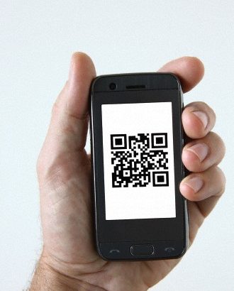 phone showing QR code
