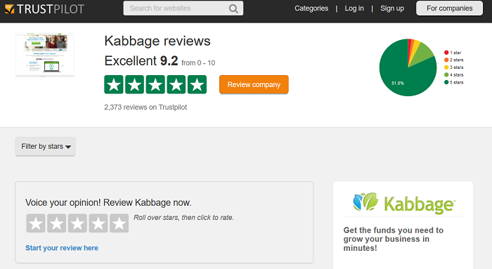 Kabbage TrustPilot