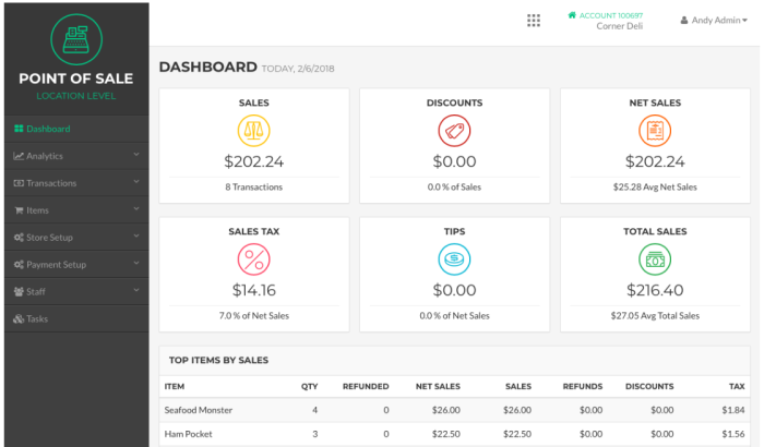 Vital POS app reports