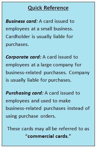 Types of commercial cards