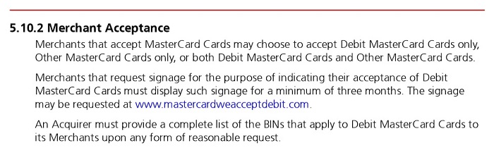 Mastercard limited acceptance