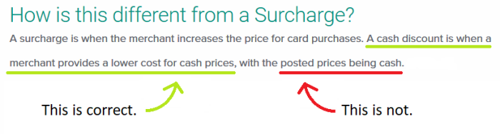 surcharge vs cash discount