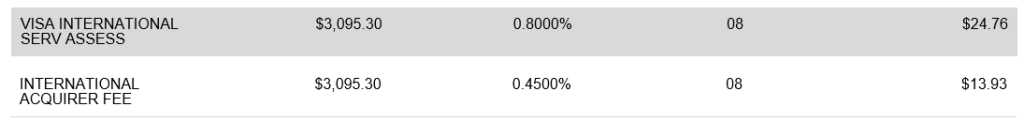 Visa international fees