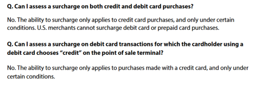 Visa debit surcharge