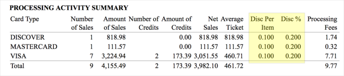 Worldpay processing statement