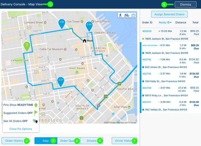 Revel POS app delivery screen