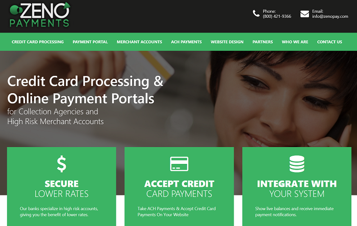 Zeno Payments homepage