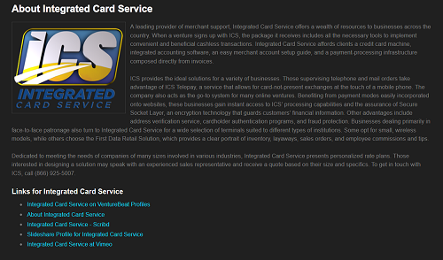 Integrated Card Service homepage