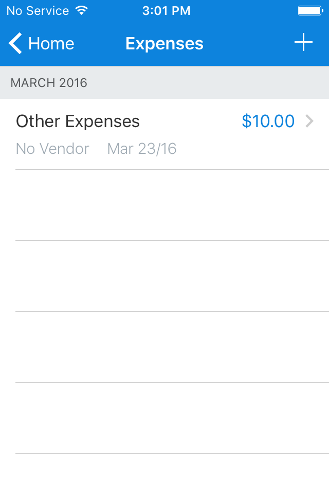 FreshBooks Expenses menu