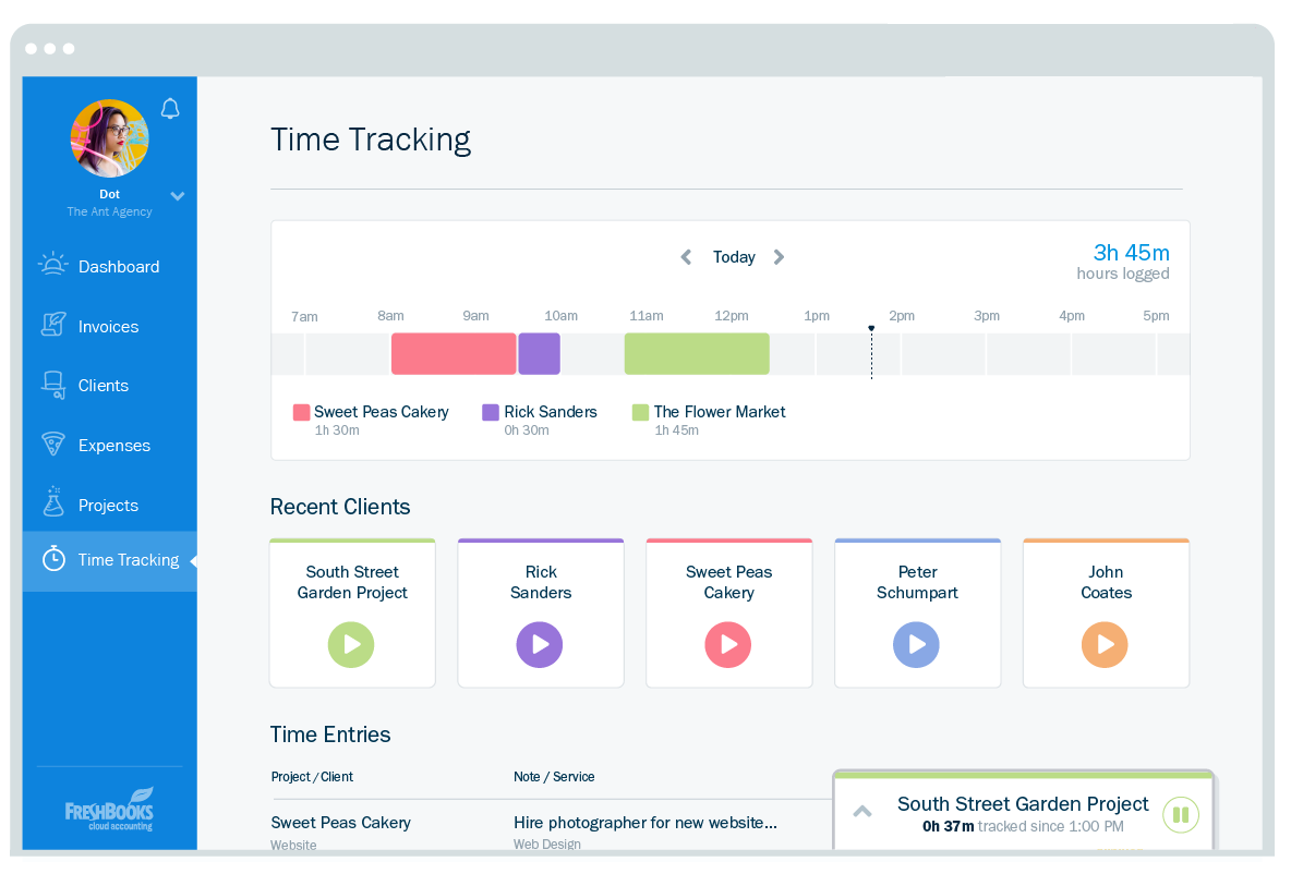 FreshBooks time tracking