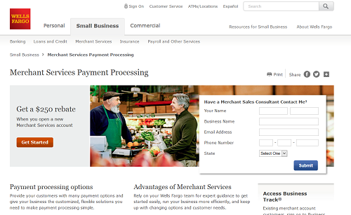 Wells Fargo Merchant Services homepage