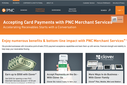 PNC Merchant Services homepage