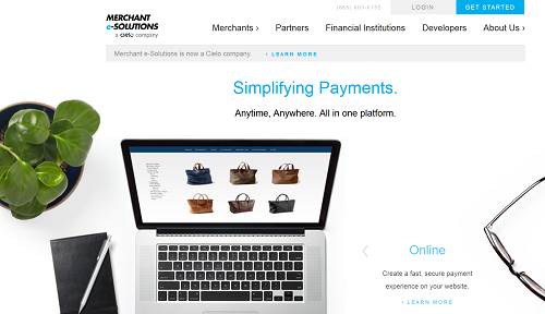 Merchant E-Solutions homepage