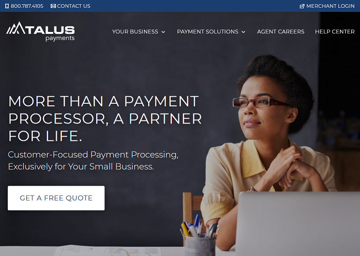 Talus Payments homepage