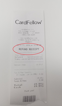 Vital POS refund receipt
