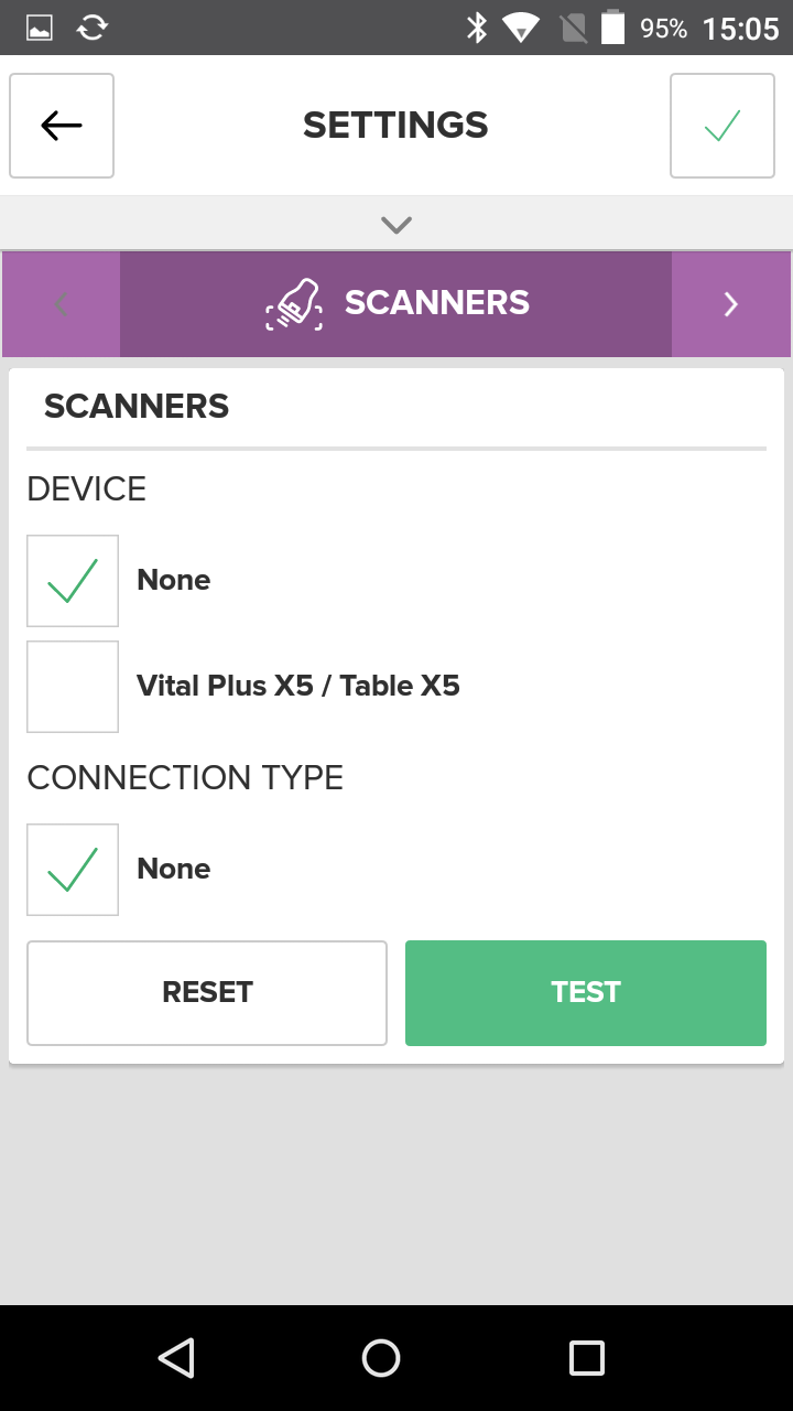 Vital X5 scanner setting
